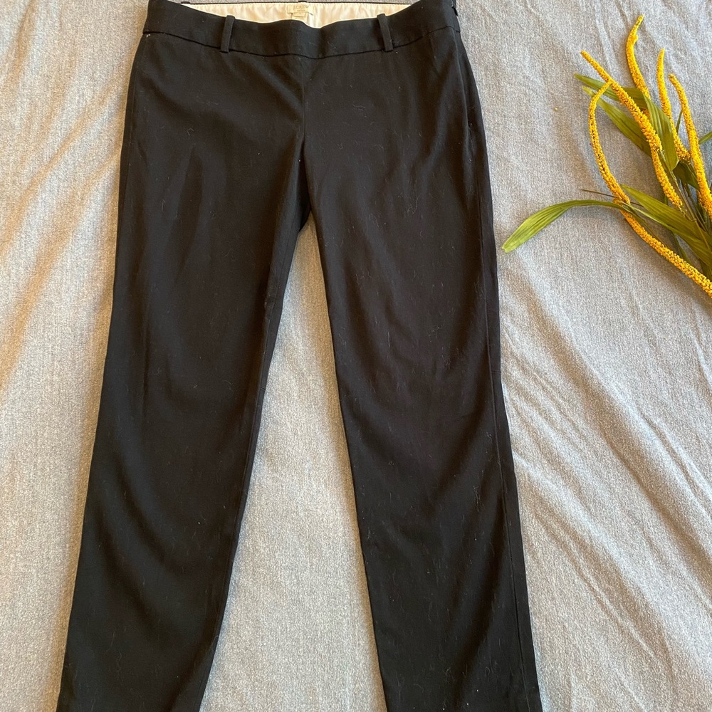 JCREW Black Skinny Cotton Trouser Pant with Side Zipper Size 6
